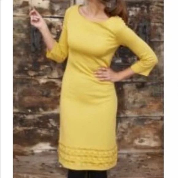 Boden Knit Yellow Shift dress size 8 - Picture 3 of 9